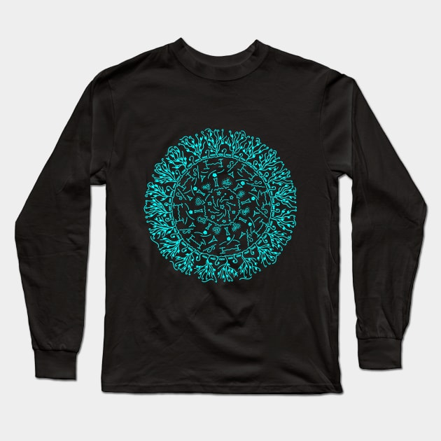 My 'very' Second - hand drawn - Mandala :) - Turquoise Long Sleeve T-Shirt by Myriel